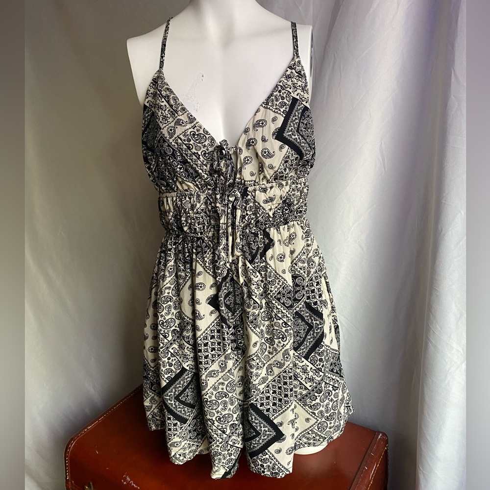 Paisley print black and cream summer jumper